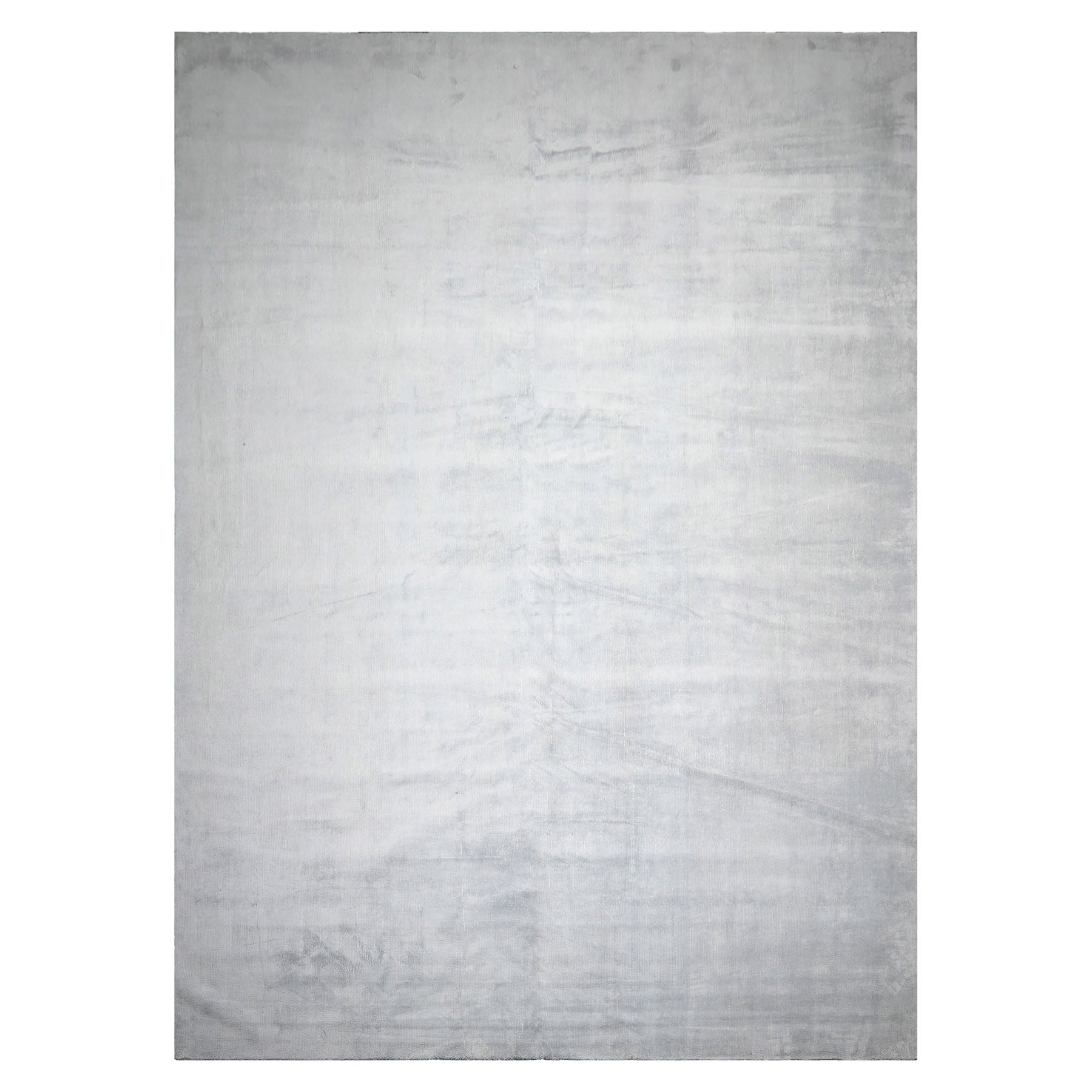 Knotted Rug Gray Hand Knotted 13'7''x18'5" Modern Tibetan 100% silk Oriental Area Rug