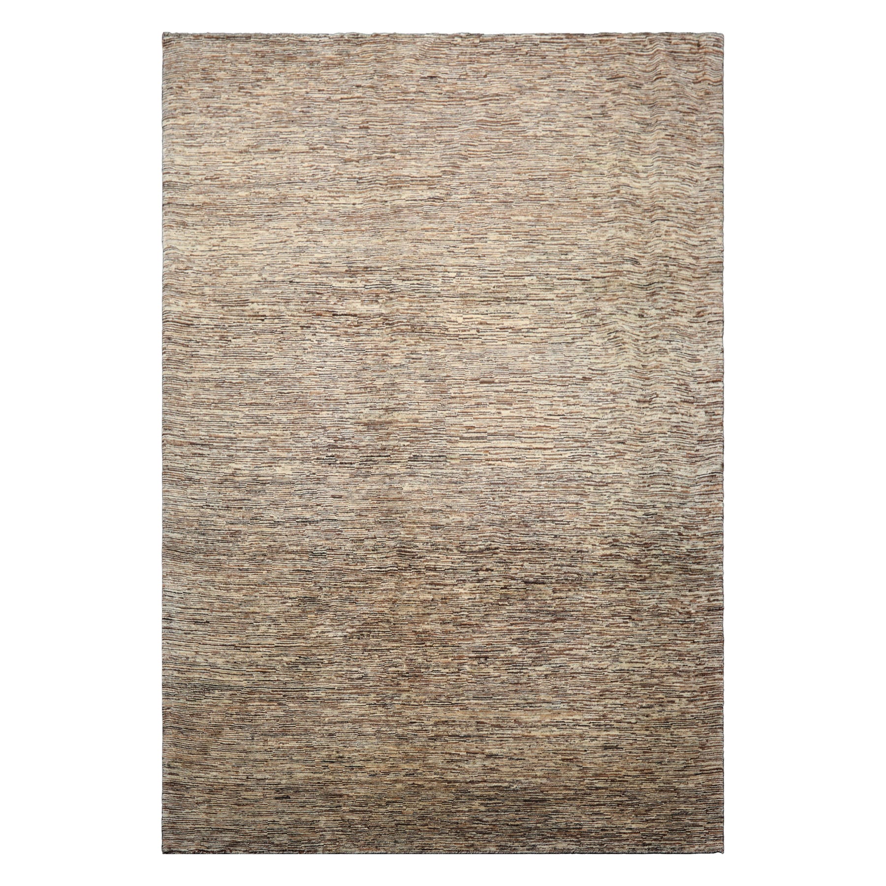 Knotted Rug Beige Hand Knotted 6'6''x9'6" Contemporary Modern Wool Oriental Area Rug