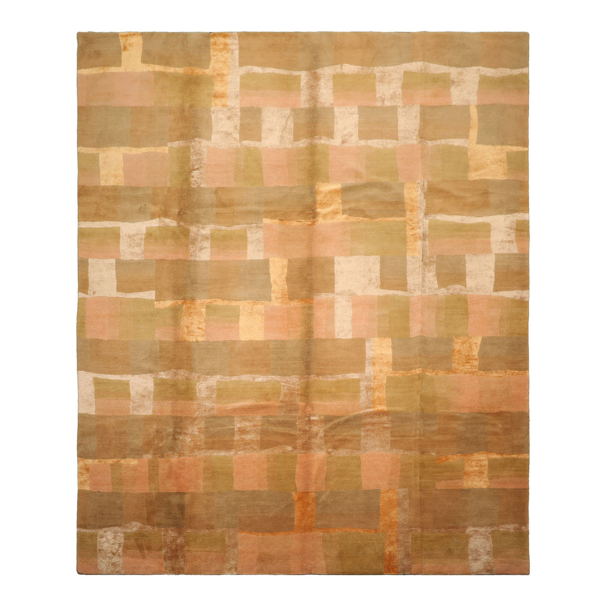 Knotted Rug Rose Hand Knotted 9'9''x13'10" Traditional Tibetan Wool and Silk Oriental Area Rug