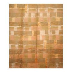 Knotted Rug Rose Hand Knotted 9'9''x13'10" Traditional Tibetan Wool and Silk Oriental Area Rug