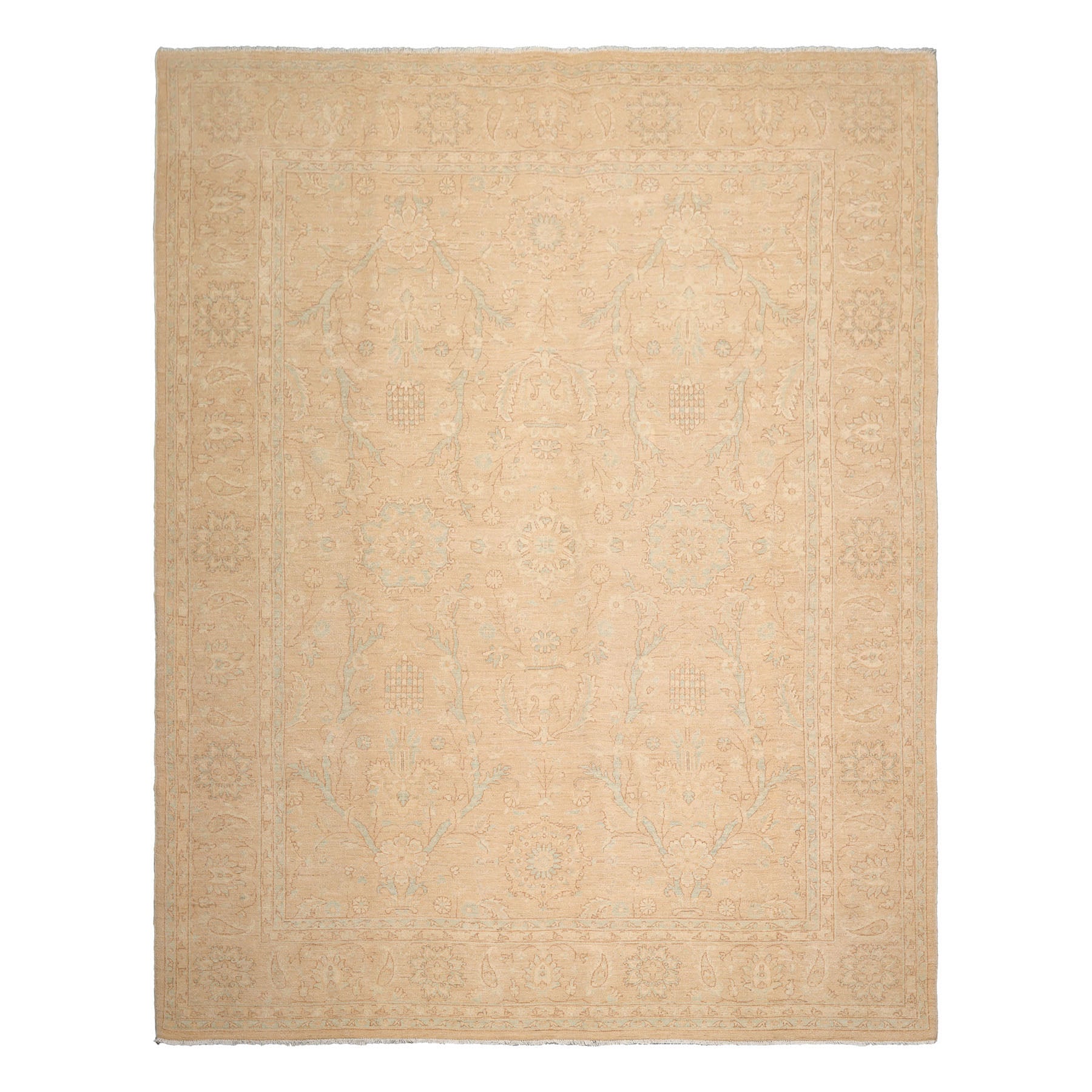 Knotted Rug Beige Hand Knotted 9'3''x11'9" Traditional Chobi Peshawar Chobi Peshawar Wool Oriental Area Rug