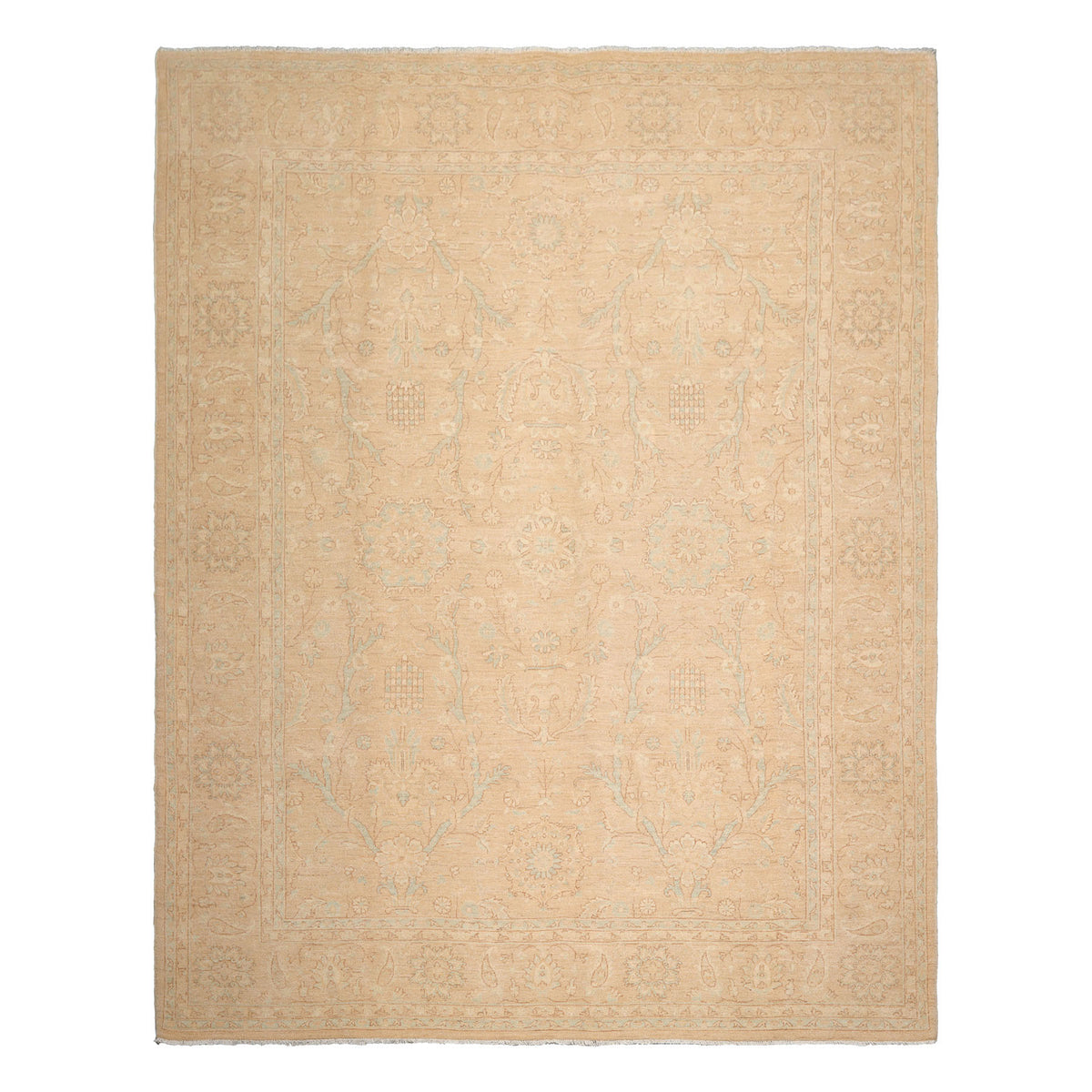 Knotted Rug Beige Hand Knotted 9'3''x11'9" Traditional Chobi Peshawar Chobi Peshawar Wool Oriental Area Rug