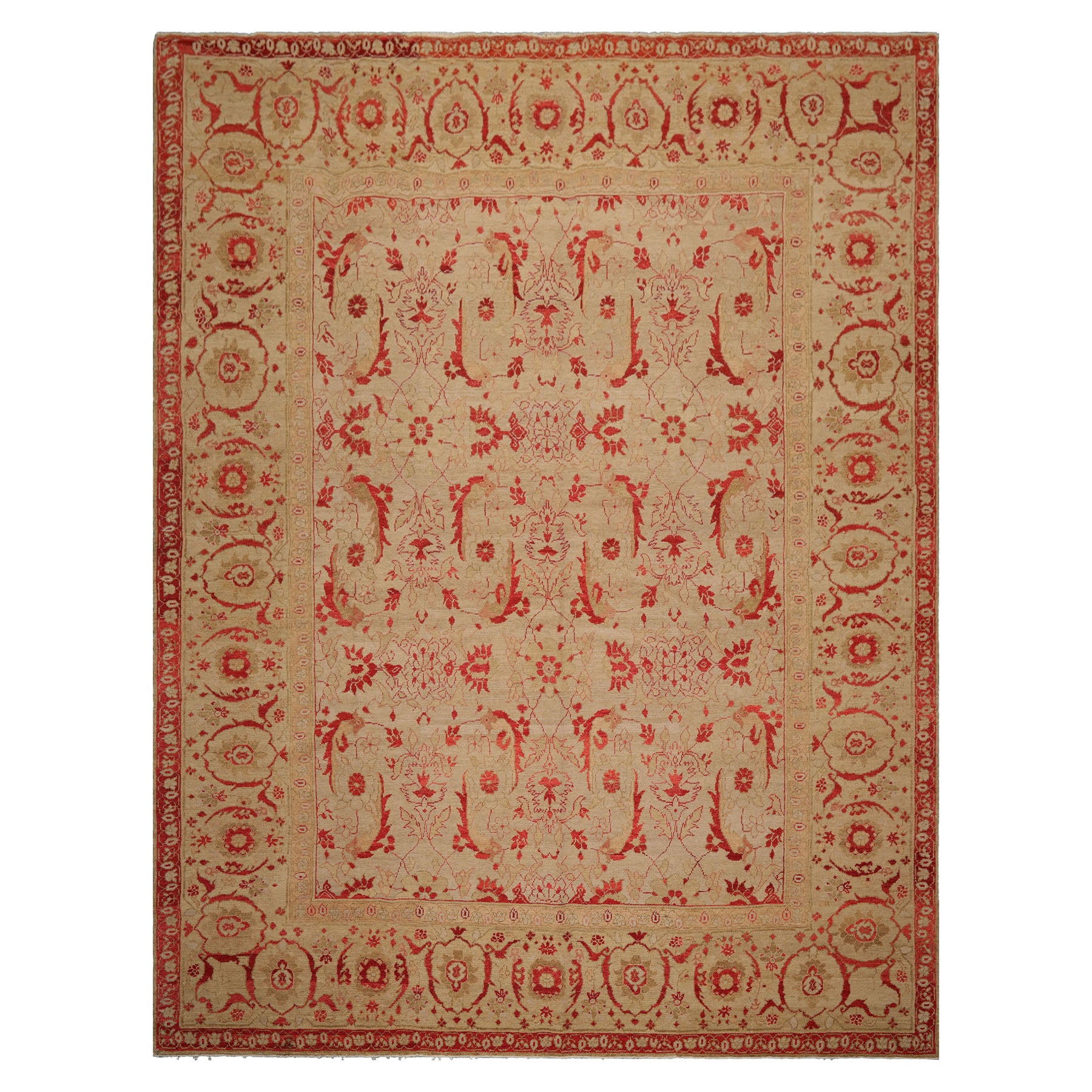 Knotted Rug Beige Hand Knotted 9'2''x12'1" Traditional Oushak Wool Oriental Area Rug