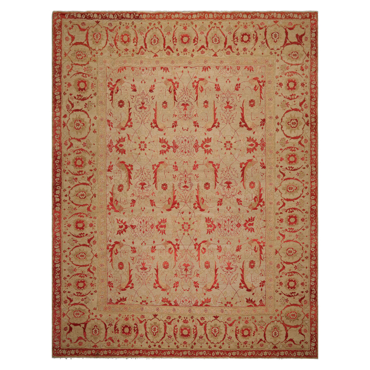 Knotted Rug Beige Hand Knotted 9'2''x12'1" Traditional Oushak Wool Oriental Area Rug