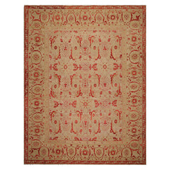 Knotted Rug Beige Hand Knotted 9'2''x12'1" Traditional Oushak Wool Oriental Area Rug