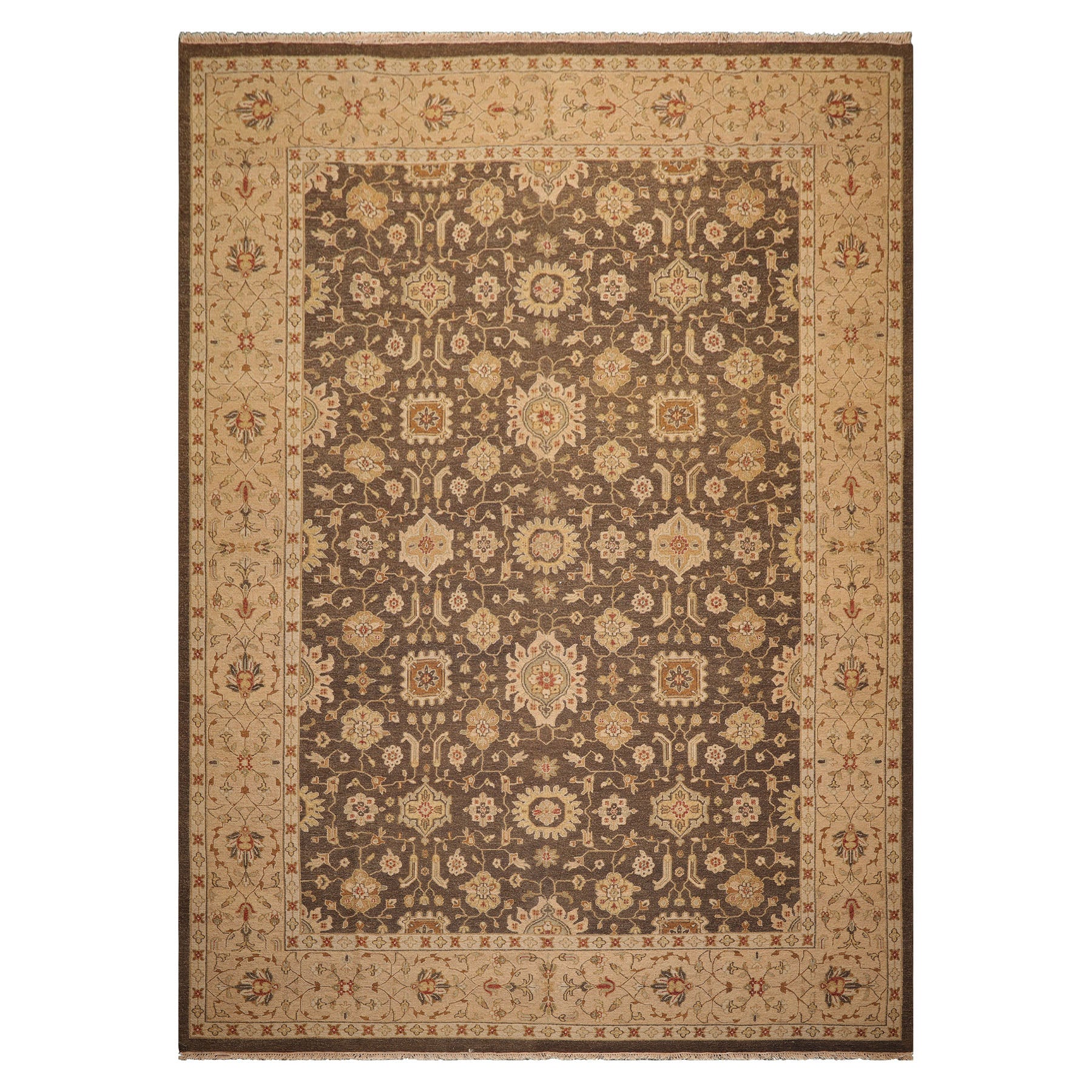 Knotted Rug Brown Hand Knotted 9'11''x14' Traditional Nourison Nourmak Soumak Reversible Wool Oriental Area Rug