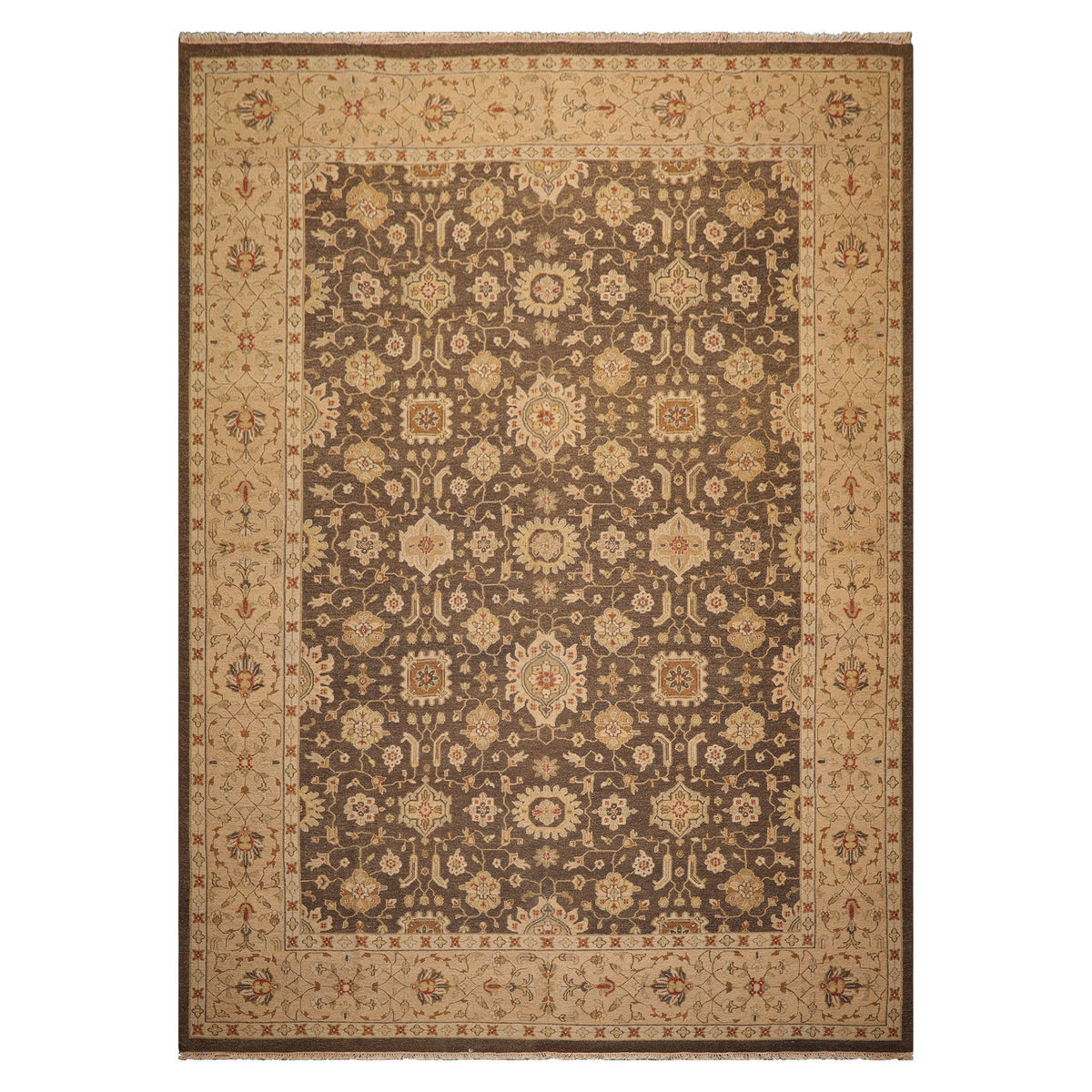Knotted Rug Brown Hand Knotted 9'11''x14' Traditional Nourison Nourmak Soumak Reversible Wool Oriental Area Rug