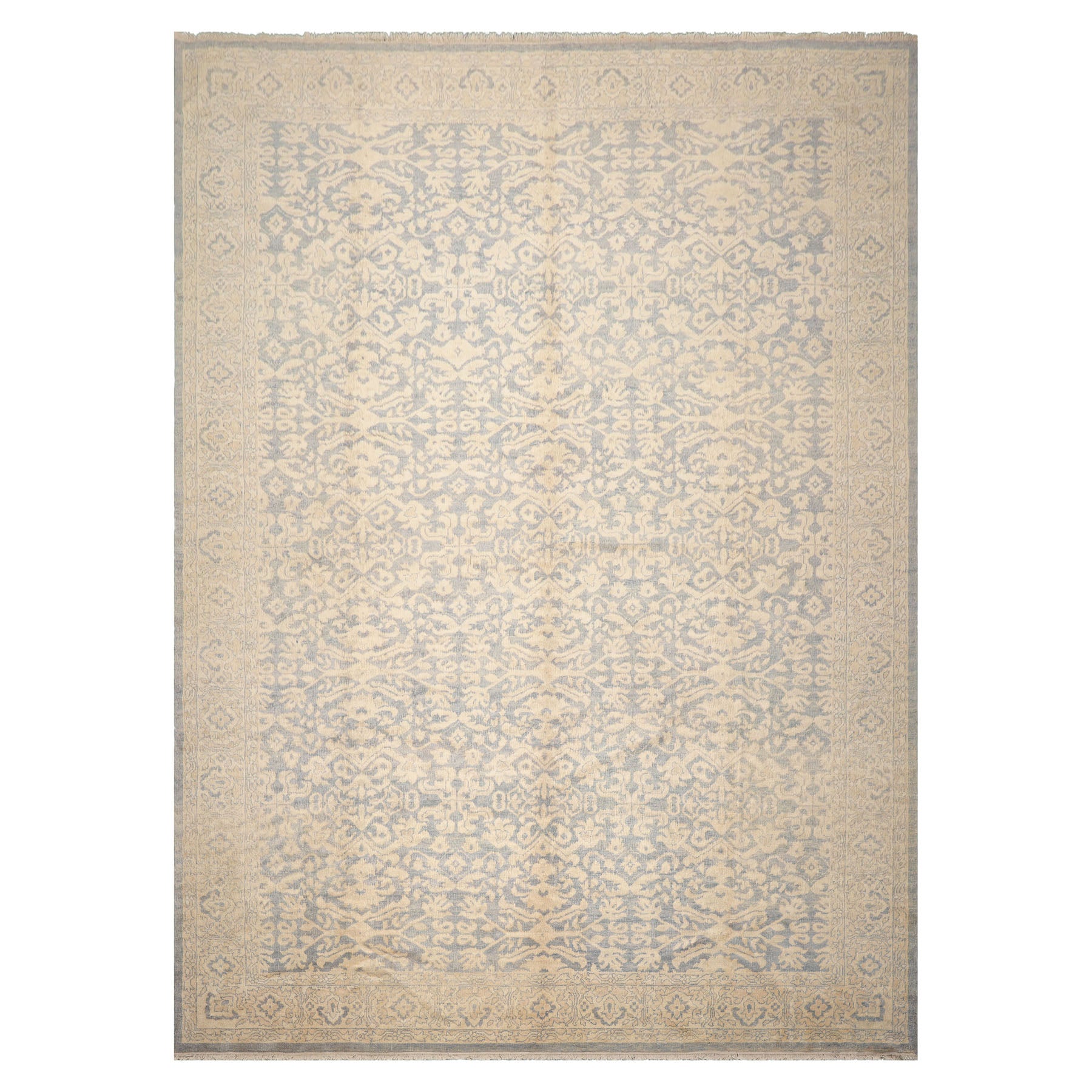 Knotted Rug Aqua Hand Knotted 9'11''x13'10" Traditional Oushak Wool Oriental Area Rug