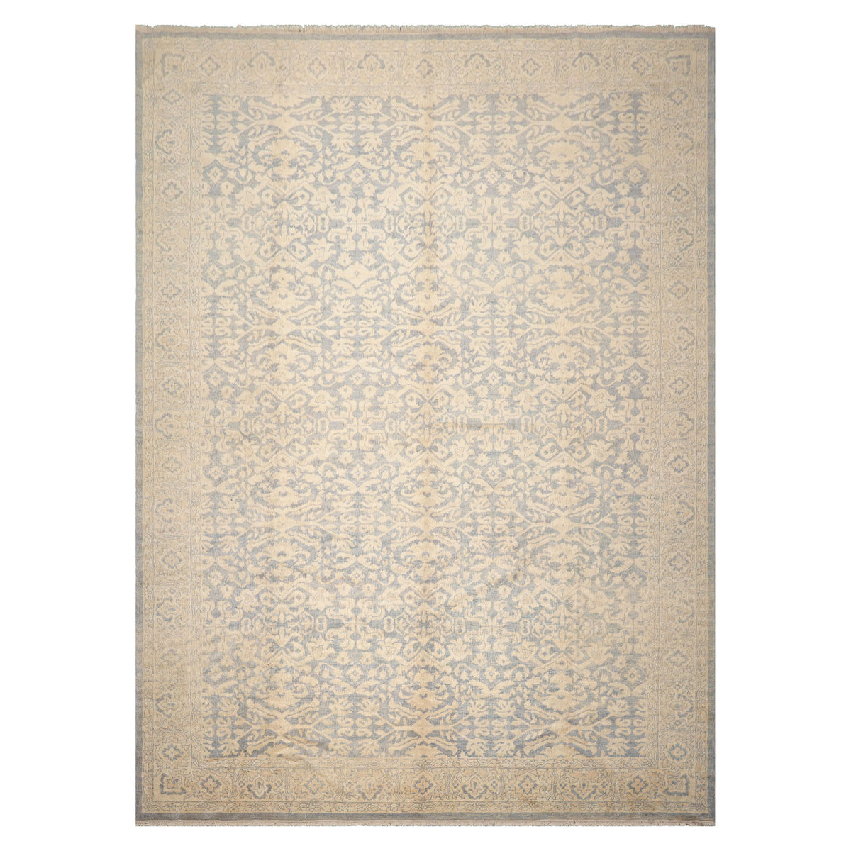 Knotted Rug Aqua Hand Knotted 9'11''x13'10" Traditional Oushak Wool Oriental Area Rug