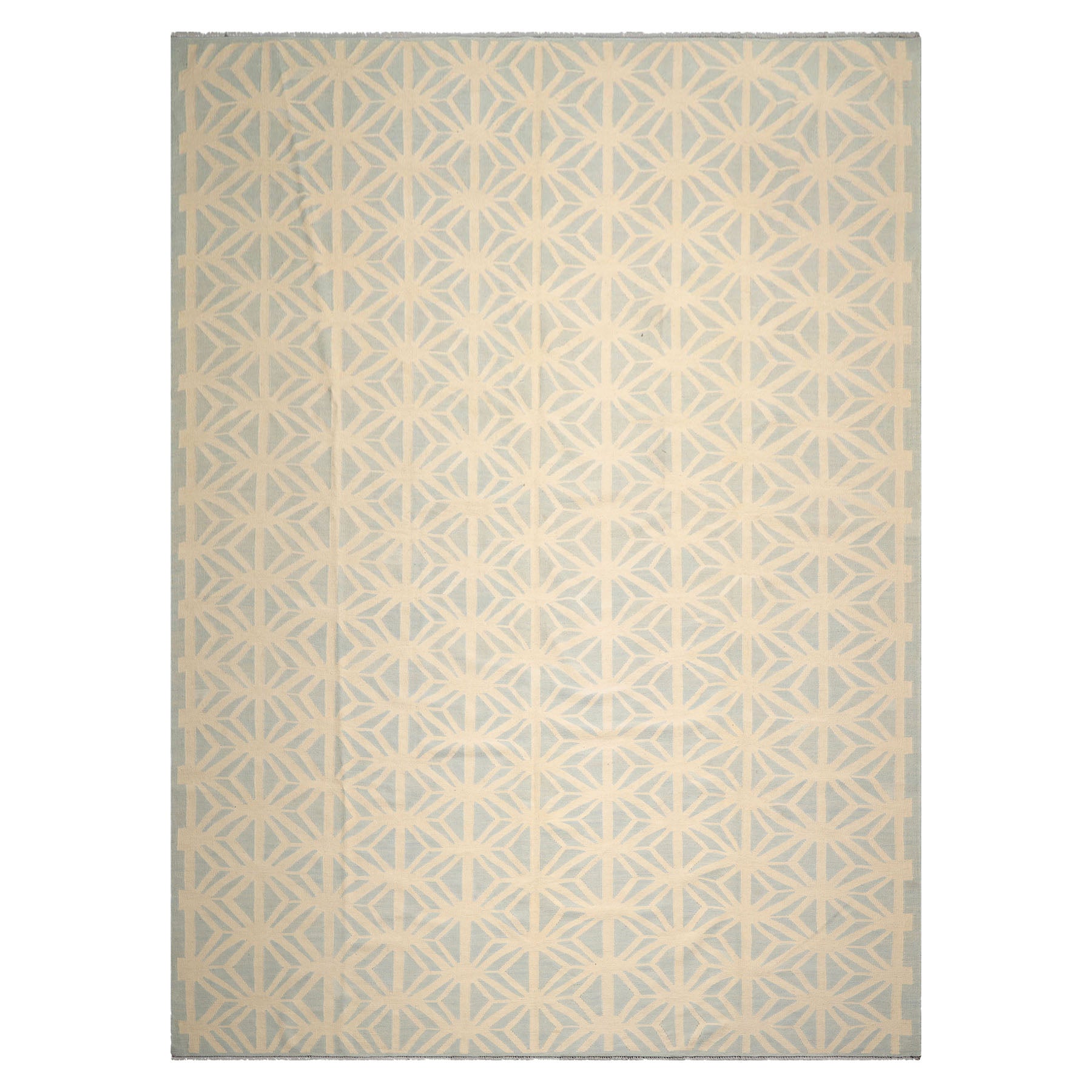 Knotted Rug Ivory Hand Knotted 10'5''x14'3" Transitional FlatweaveFlatweave Wool Oriental Area Rug