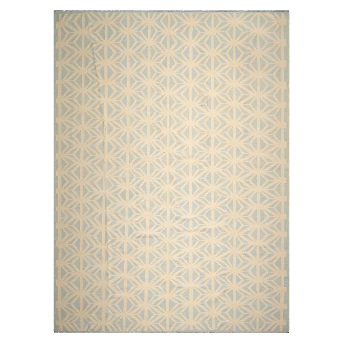 Knotted Rug Ivory Hand Knotted 10'5''x14'3" Transitional FlatweaveFlatweave Wool Oriental Area Rug
