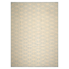Knotted Rug Ivory Hand Knotted 10'5''x14'3" Transitional FlatweaveFlatweave Wool Oriental Area Rug
