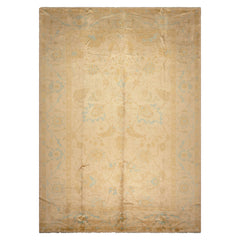Knotted Rug Beige Hand Knotted 9'7''x13'7" Traditional Oushak Wool Oriental Area Rug