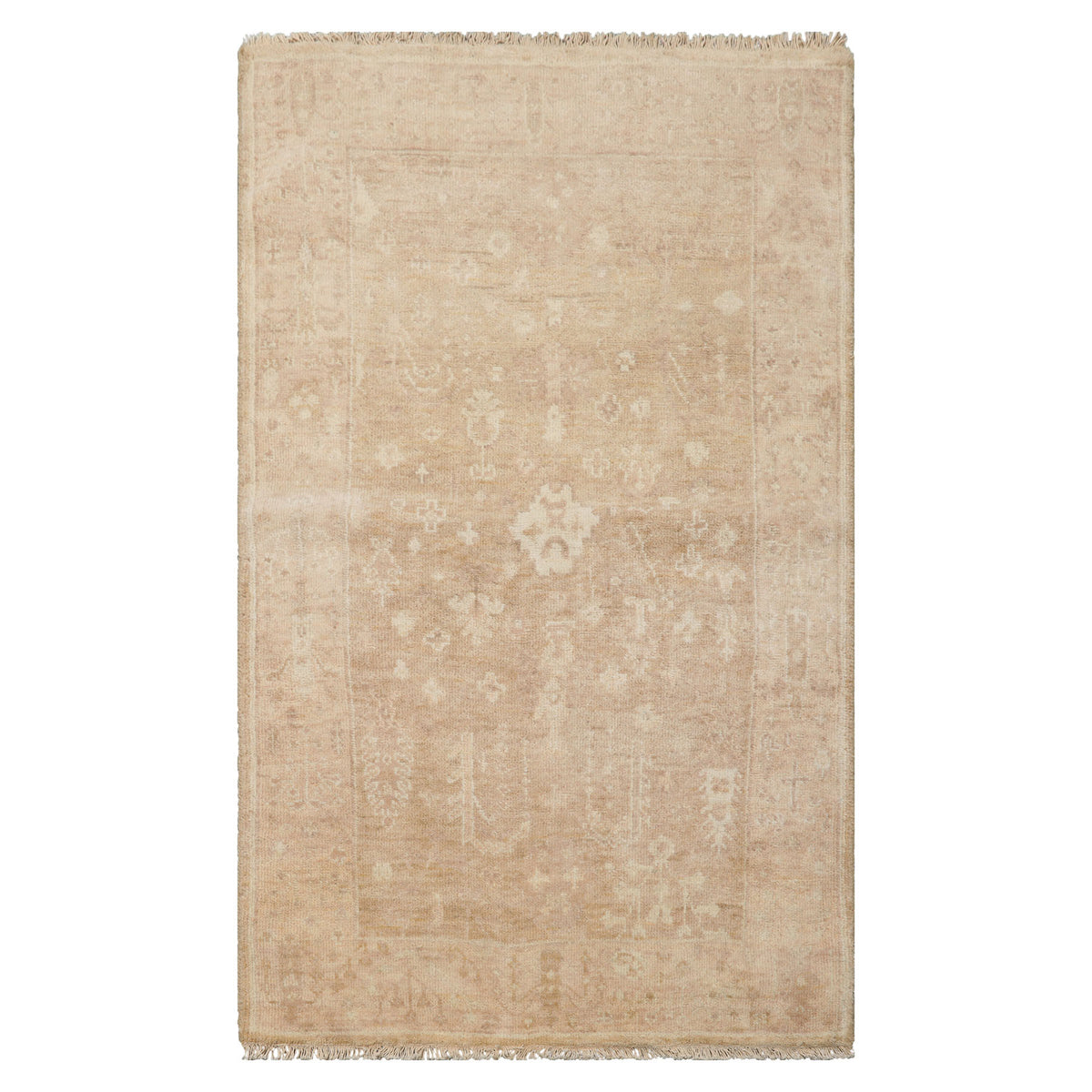 3x5 Tan, Beige, Color Hand Knotted Afghan Oushak Wool Transitional Oriental Rug