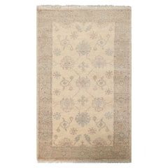 3x5 Ivory, Mint, Blush Color Hand Knotted Afghan Oushak Wool Transitional Oriental Rug