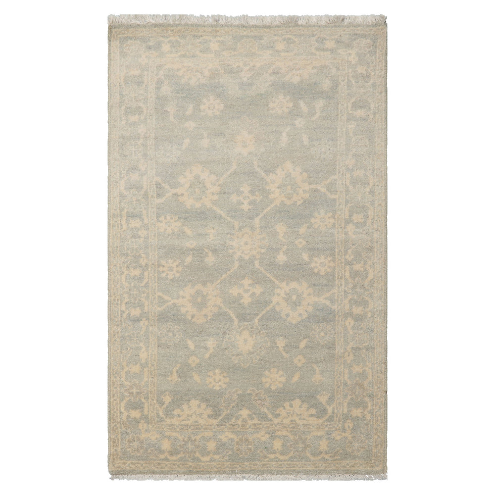 3x5 Ivory, Celadon, Color Hand Knotted Afghan Oushak Wool Transitional Oriental Rug