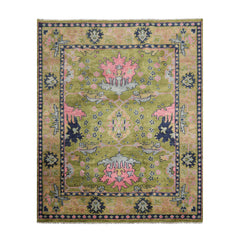 Knotted Rug Green Red Hand Knotted Multi Size Wool Arts and Crafts Oushak Traditional Rugs