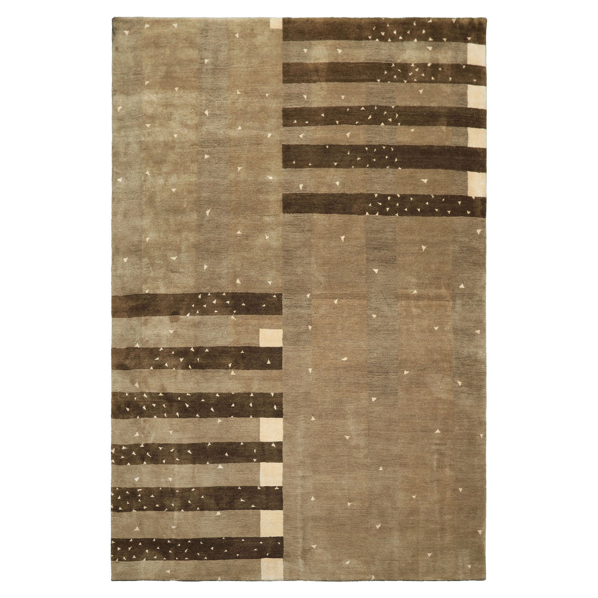Multi Size Moss Gray Brown Color Hand Knotted Tibetan Wool & Silk Modern & Contemporary Oriental Rug