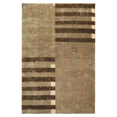 Multi Size Moss Gray Brown Color Hand Knotted Tibetan Wool & Silk Modern & Contemporary Oriental Rug