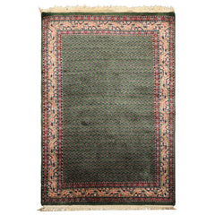 4x6 Green, Ivory, Blue Color Hand Knotted  Wool Traditional Oriental Rug
