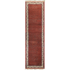 Runner Orange, Ivory, Celadon Color Hand Knotted  Wool Traditional Oriental Rug