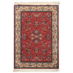 4x6 Rose, Ivory, Aqua Color Hand Knotted Pak Persian New Zealand Wool Traditional Oriental Rug