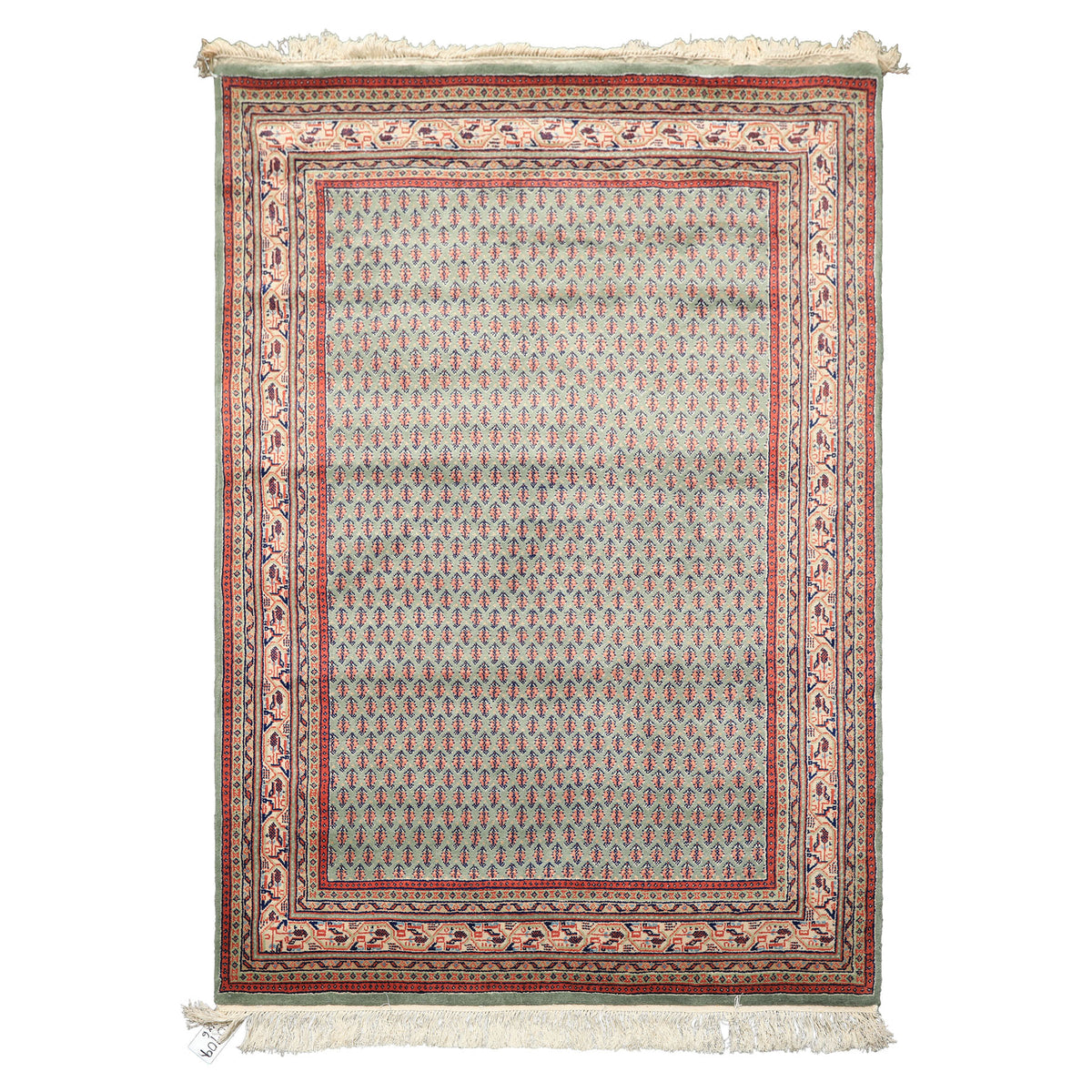 4x6 Sage, Rose, Blush Color Hand Knotted  Wool Traditional Oriental Rug