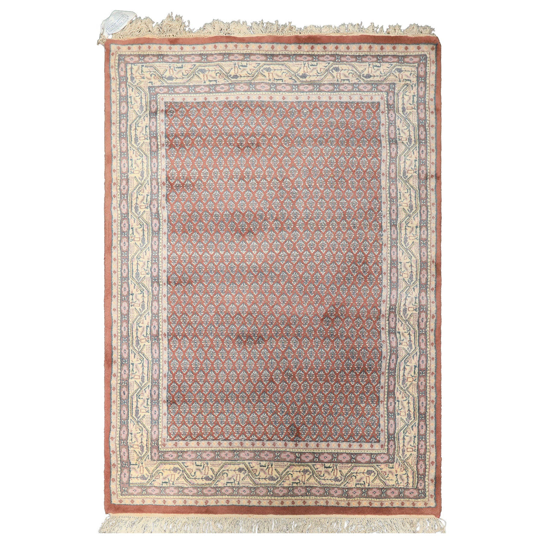 4x6 Rose, Ivory, Taupe Color Hand Knotted  Wool Traditional Oriental Rug