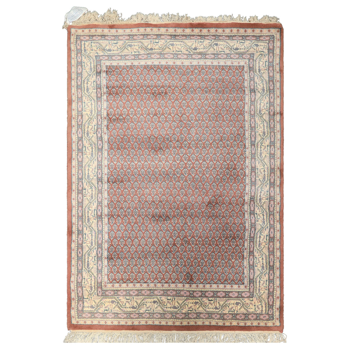 4x6 Rose, Ivory, Taupe Color Hand Knotted  Wool Traditional Oriental Rug