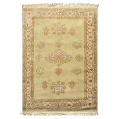 4x6 Sage, Beige, Rose Color Hand Knotted French Aubusson Wool Traditional Oriental Rug