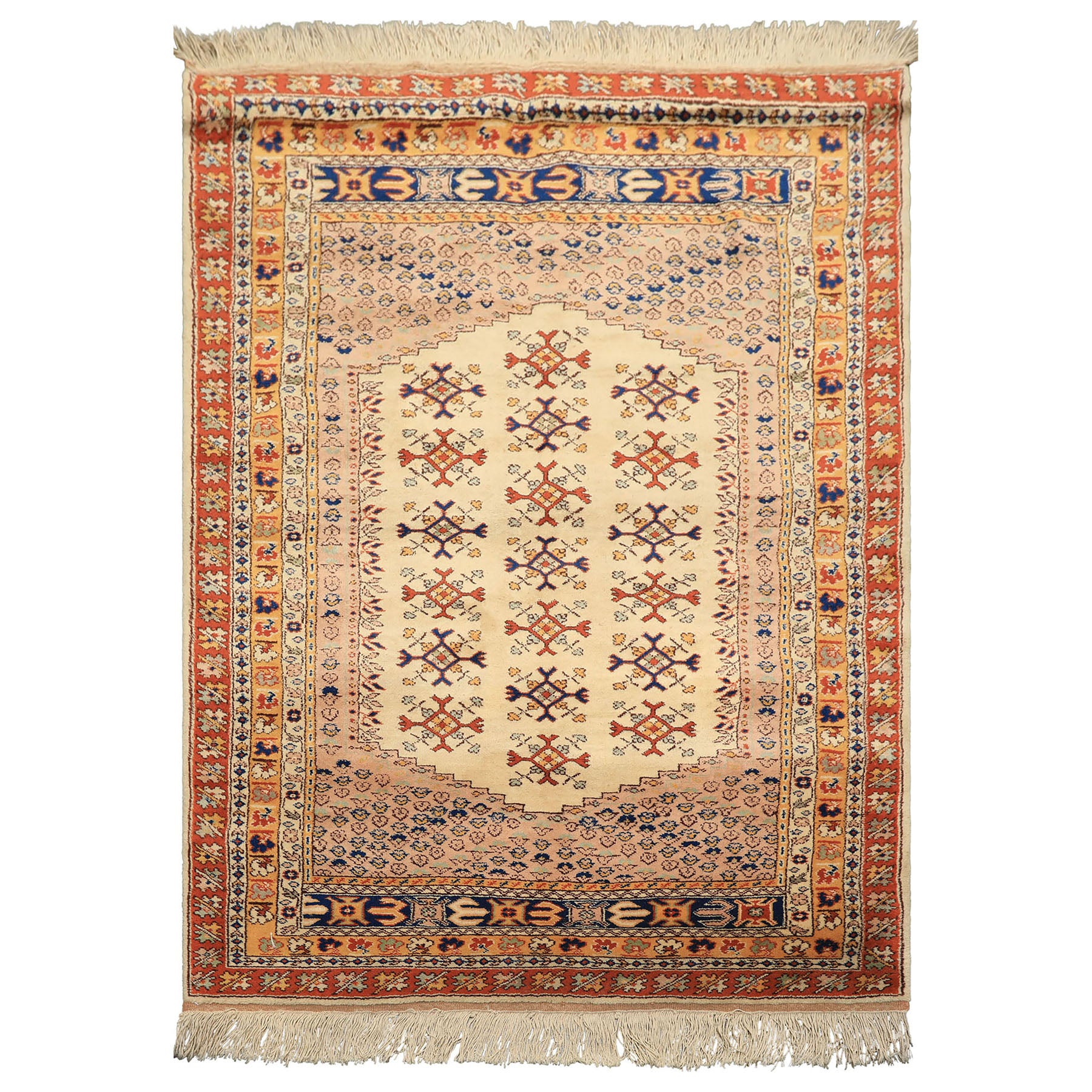 4x6 Beige, Burnt Orange, Gold Color Hand Knotted Turkish Kula Wool Traditional Oriental Rug