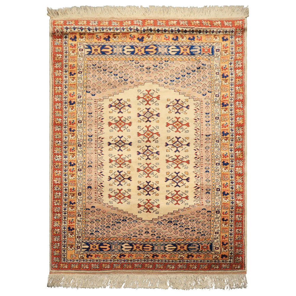 4x6 Beige, Burnt Orange, Gold Color Hand Knotted Turkish Kula Wool Traditional Oriental Rug