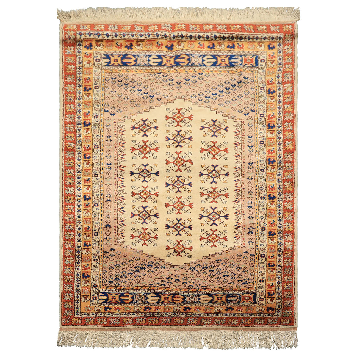 4x6 Beige, Burnt Orange, Gold Color Hand Knotted Turkish Kula Wool Traditional Oriental Rug