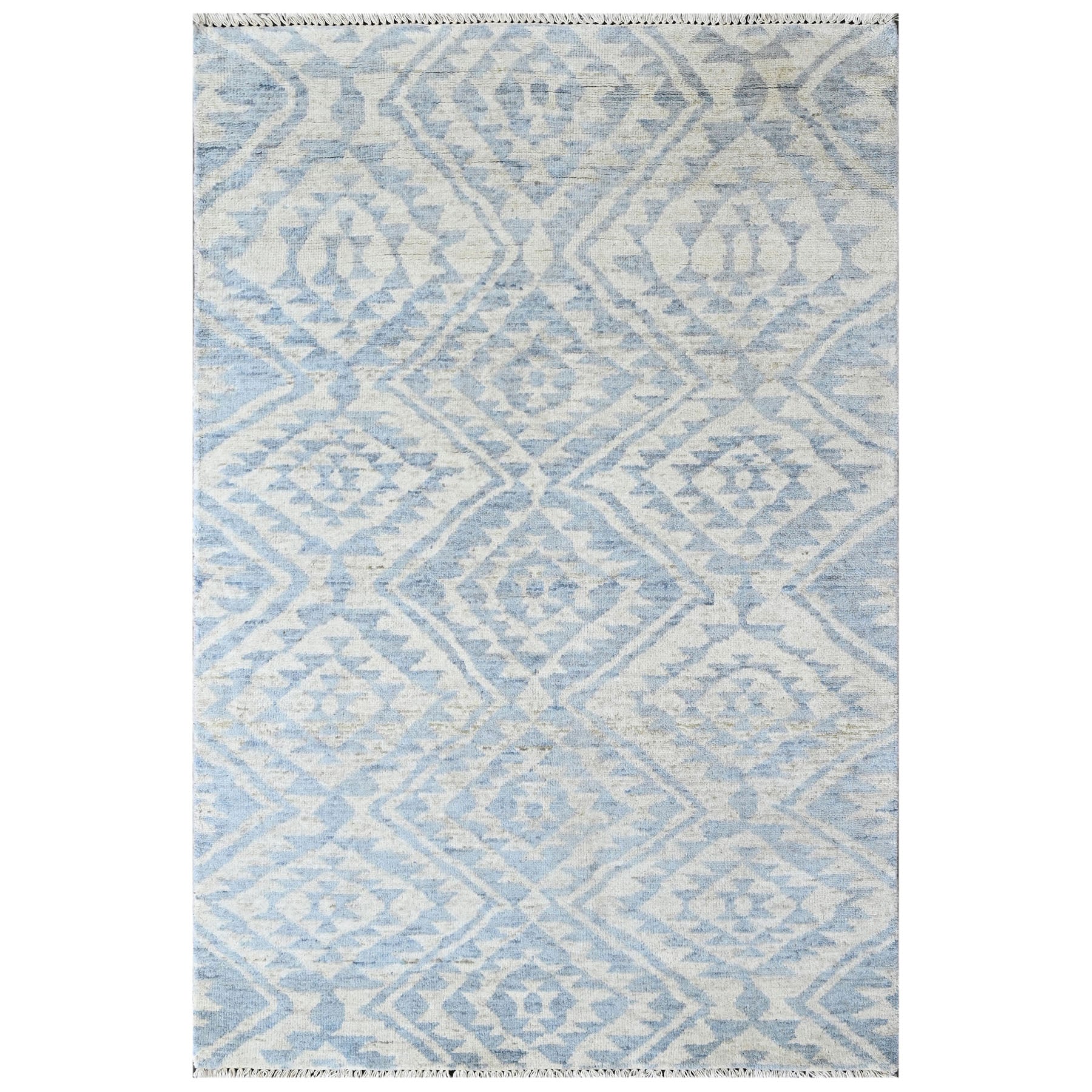 Multi Size Gray Blue Color Hand Knotted Oushak Wool  Oriental Rug