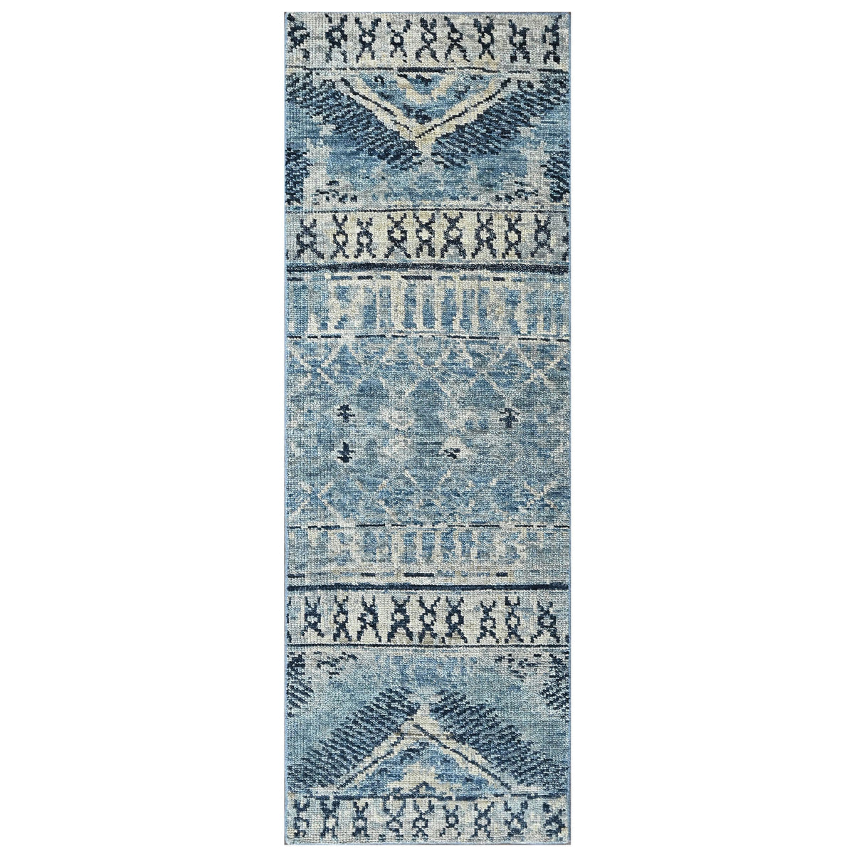 Multi Size Blue Gray Navy Color Hand Knotted Oushak Wool  Oriental Rug