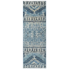 Multi Size Blue Gray Navy Color Hand Knotted Oushak Wool  Oriental Rug