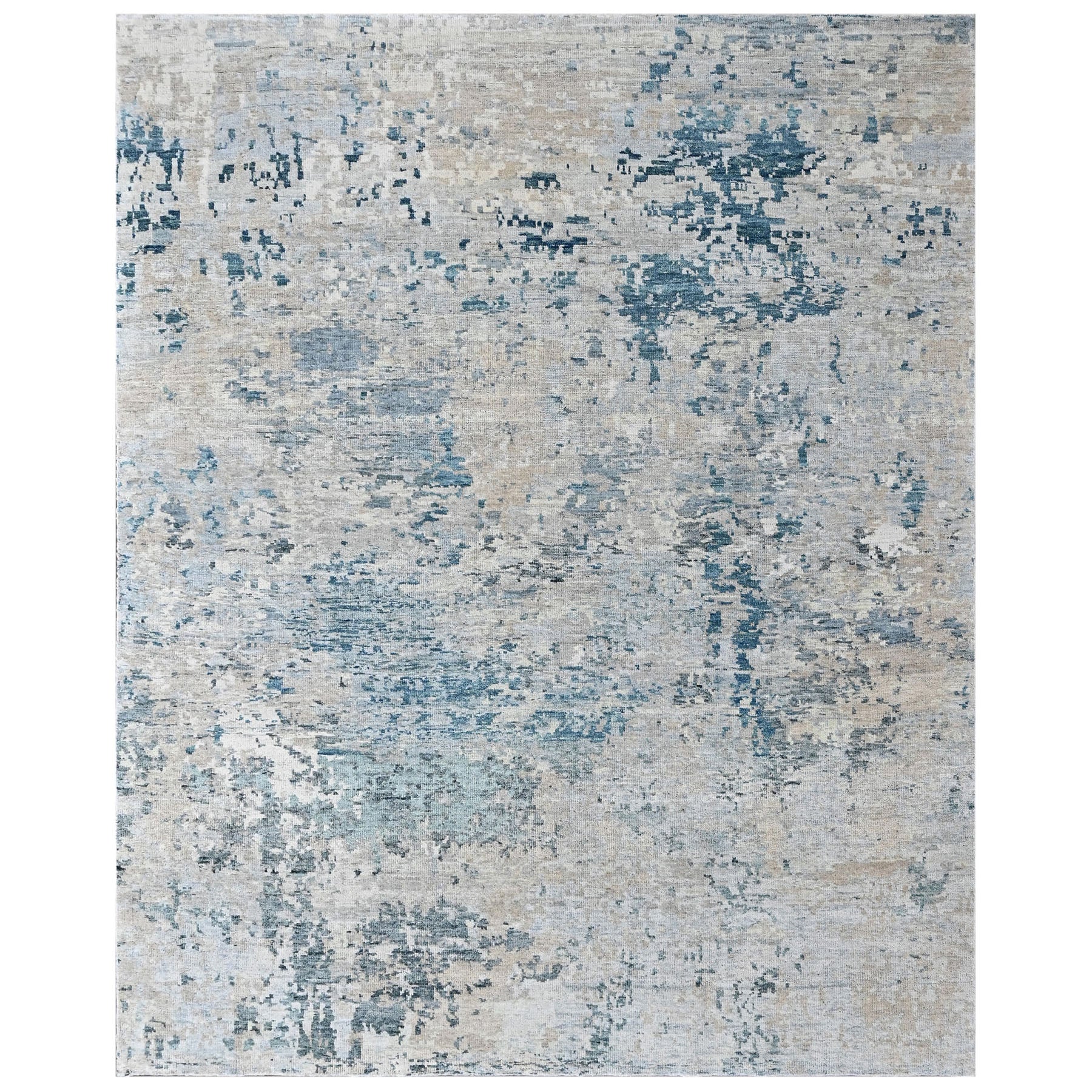 Multi Size Gray Blue Slate Color Hand Knotted Tibetan Wool  Oriental Rug