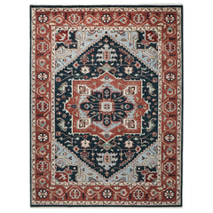 9x12 Blue, Slate, Burnt Orange Color Hand Knotted Oushak Wool  Oriental Rug