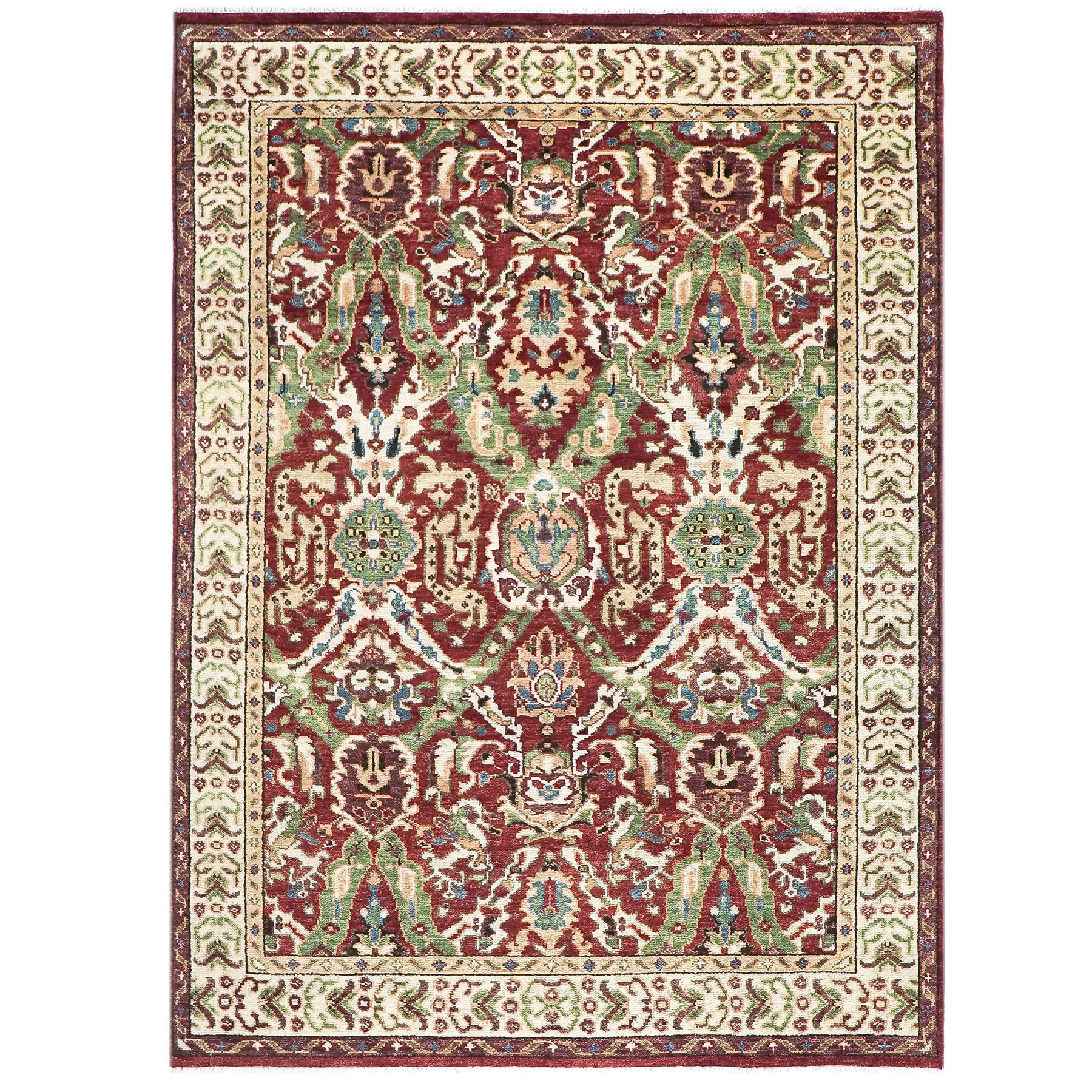 9x12 Rust, Lime, Ivory Color Hand Knotted Oushak Wool  Oriental Rug