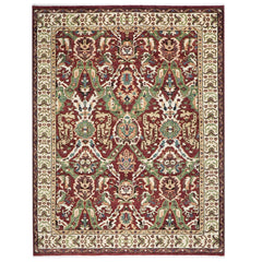 9x12 Rust, Lime, Ivory Color Hand Knotted Oushak Wool  Oriental Rug