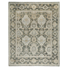 9x12 Gray, Ivory, Tan Color Hand Knotted Oushak Wool Transitional Oriental Rug