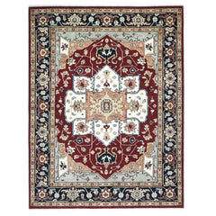 9x12 Rust, Ivory, Blue Color Hand Knotted Oushak Wool  Oriental Rug