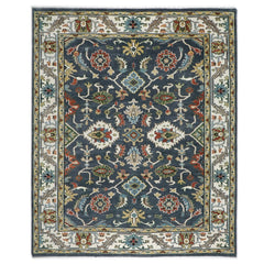 9x12 Blue, Ivory, Green Color Hand Knotted Oushak Wool  Oriental Rug