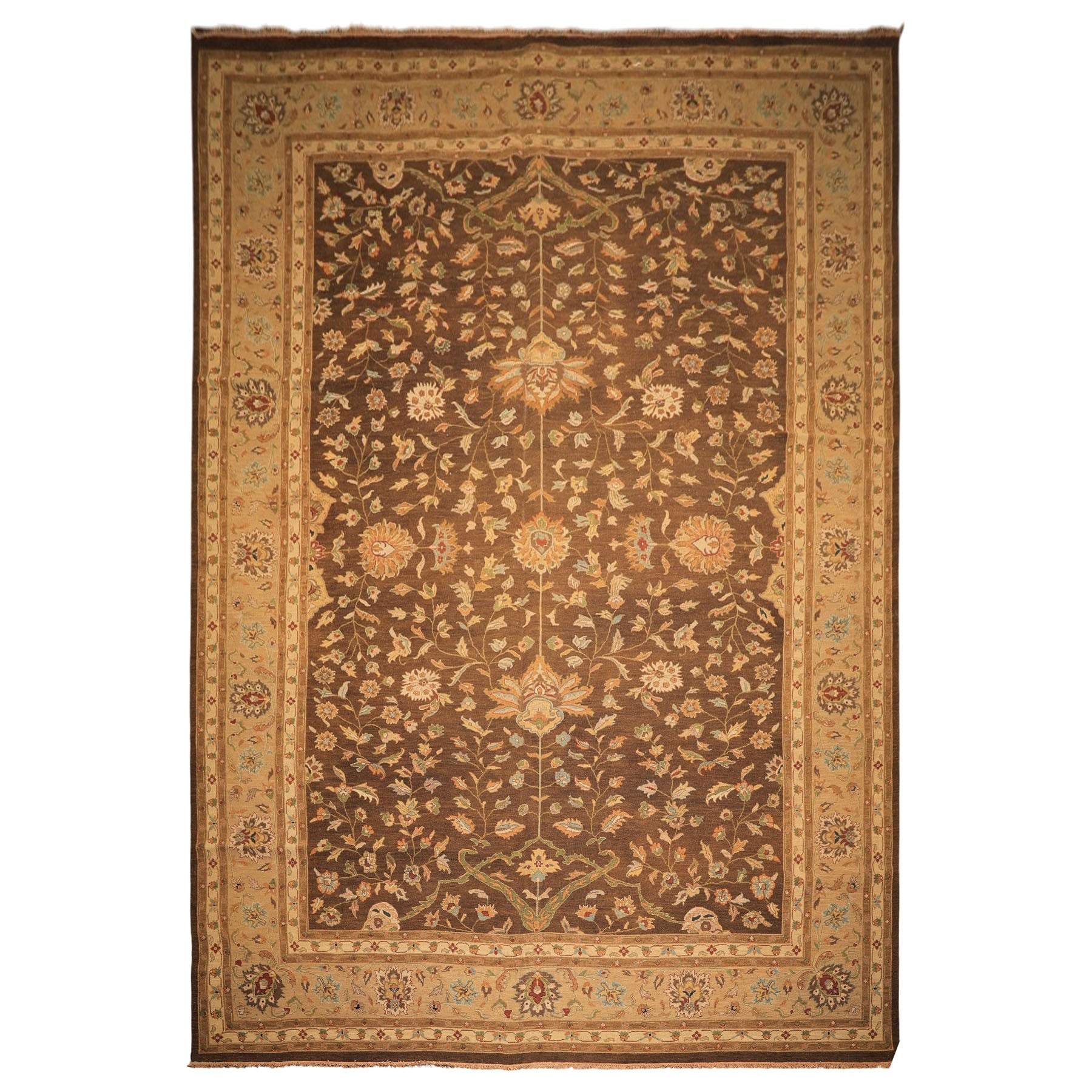 12x18 Brown, Tan, Gold Color Hand Knotted Soumak Wool Traditional Oriental Rug