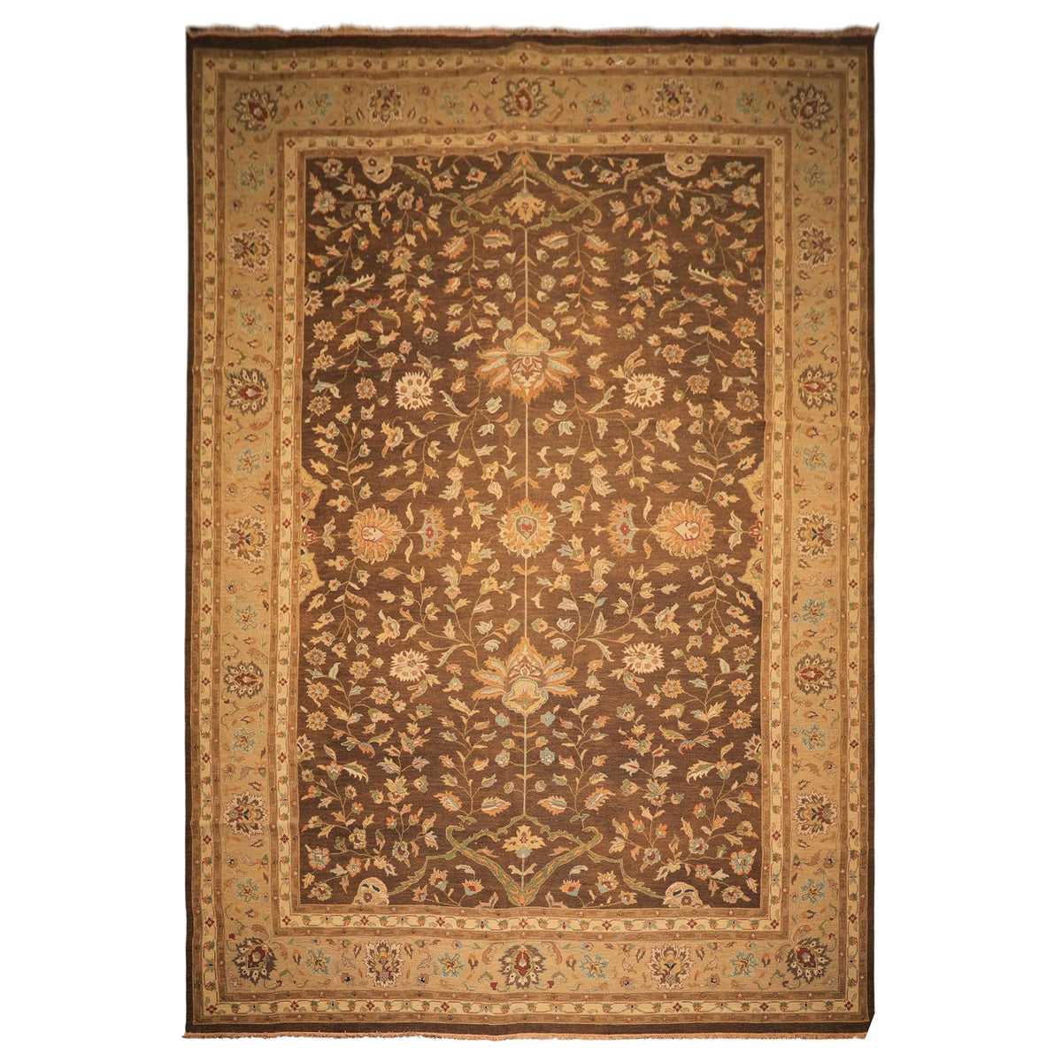 12x18 Brown, Tan, Gold Color Hand Knotted Soumak Wool Traditional Oriental Rug