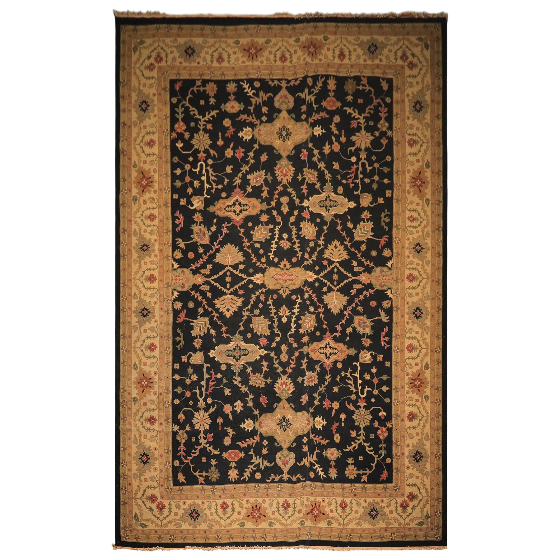 12x18 Charcoal, Beige, Sage Color Hand Knotted Soumak Wool Traditional Oriental Rug
