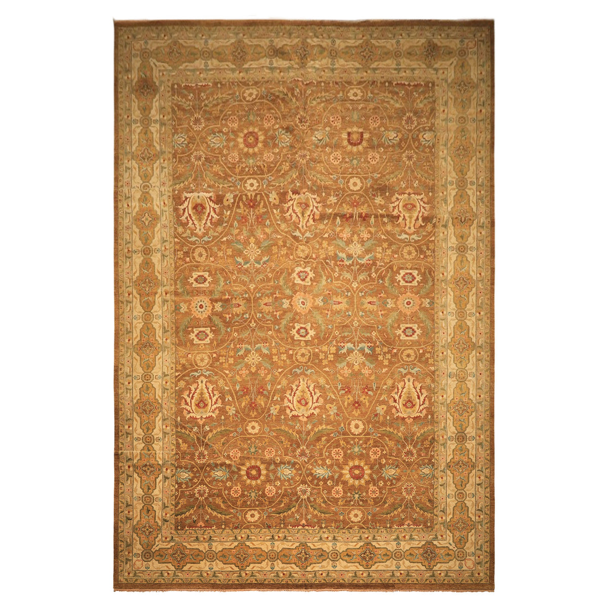 12x18 Caramel, Gold, Beige Color Hand Knotted Oushak Wool Traditional Oriental Rug
