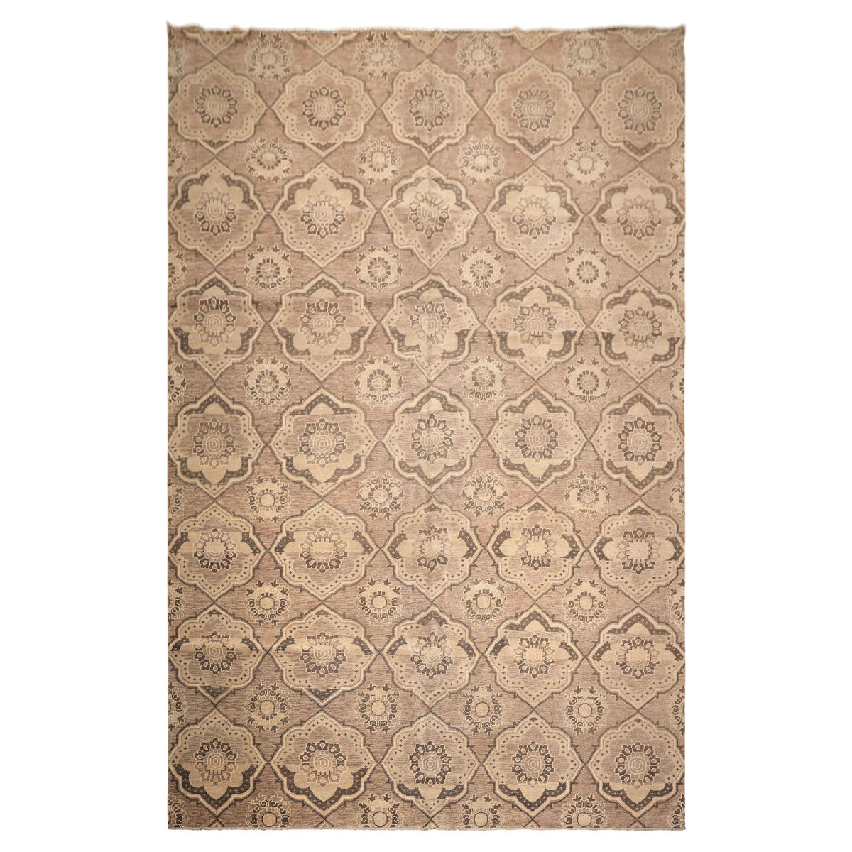 9x13 Taupe, Beige, Brown Color Hand Knotted Oushak Wool Transitional Oriental Rug