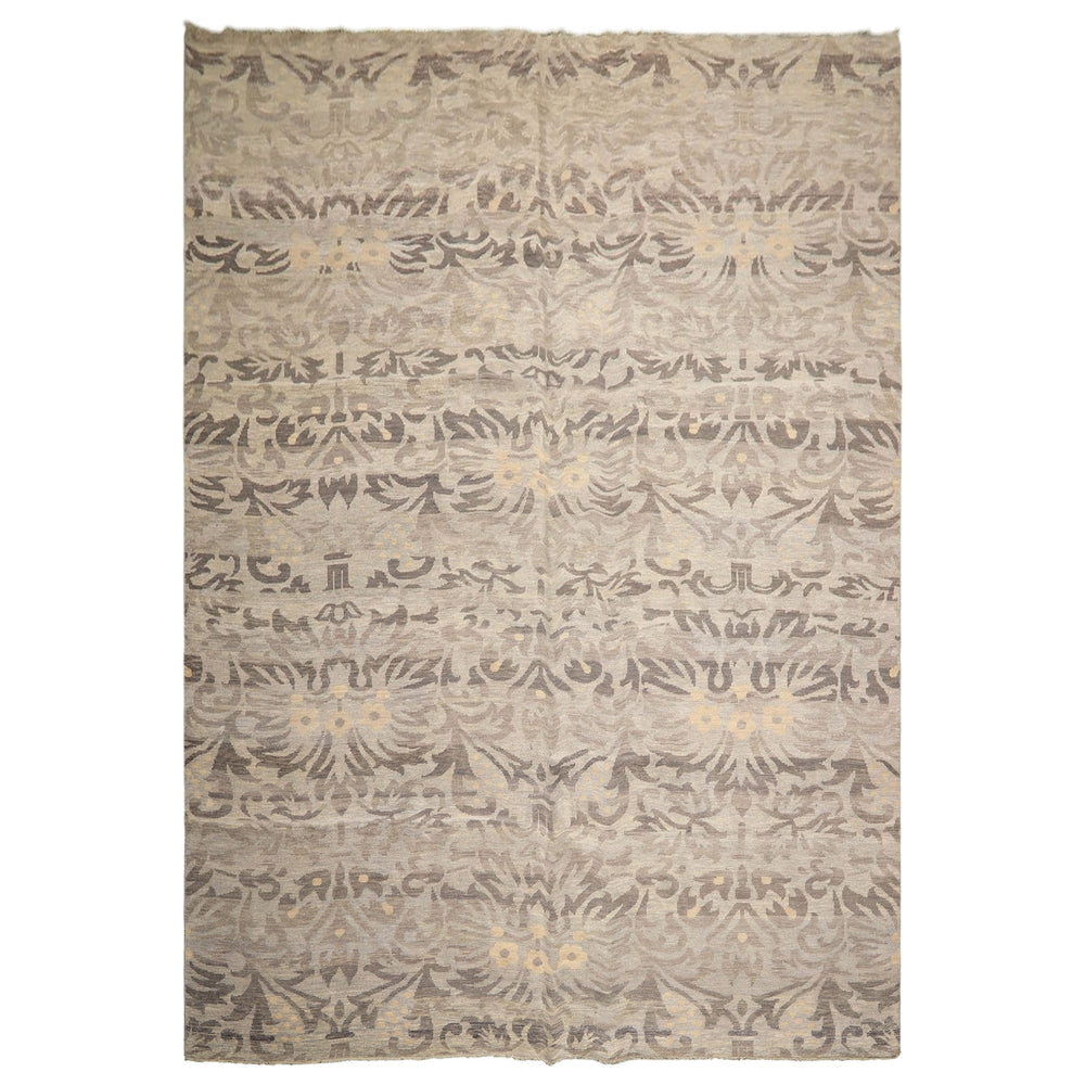 Multi Size Silver Beige Gray Color Hand Knotted Oushak Wool Transitional Oriental Rug