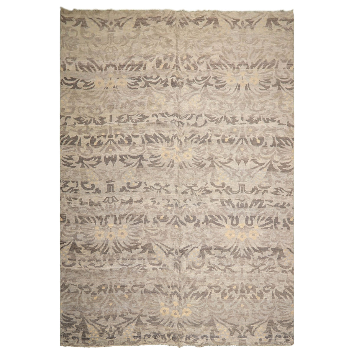 Multi Size Silver Beige Gray Color Hand Knotted Oushak Wool Transitional Oriental Rug